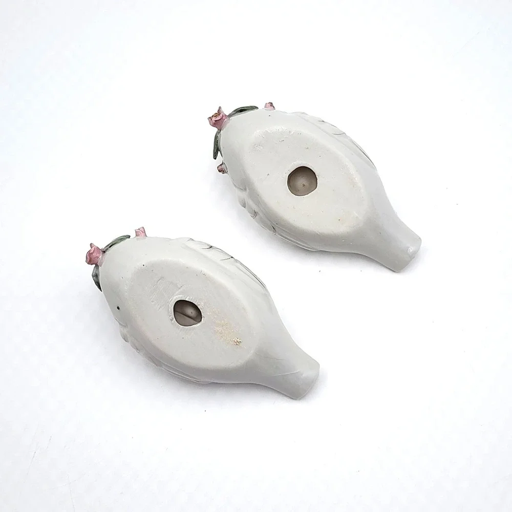 White Porcelain Swan Trinket Dishes Pink Roses Gold Trim Vanity Decor Set of 2